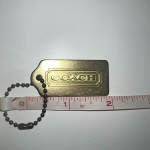 Rare 2" COACH VINTAGE Gold Brass Metal Fob Double-Sided Hangtag Charm Keychain